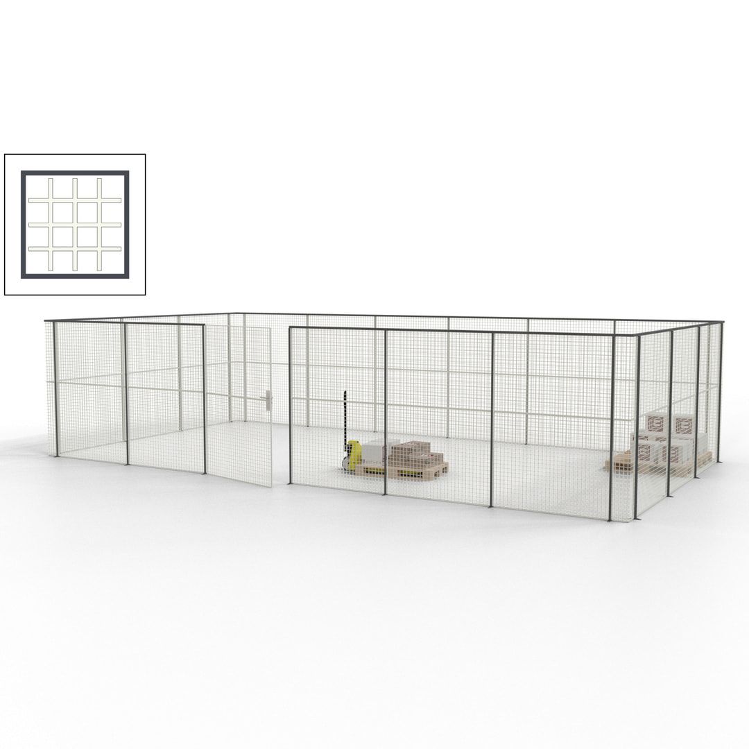 Maschinen Schutzgitter - Hallentrennwand - Sicherheitszaun - Tür - 27 m - 2.200 x 9.400 x 4.900 mm (HxBxT) - enzianblau