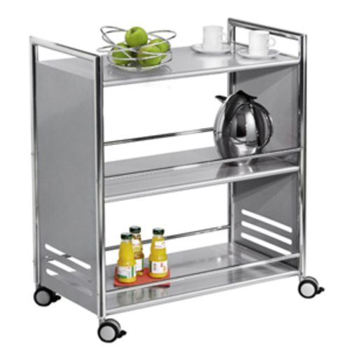 Servierwagen - Etagenwagen - Tragkraft 40 kg - 840 x 400 x 700 mm (HxBxT) - 3 Böden - Chrom/silber