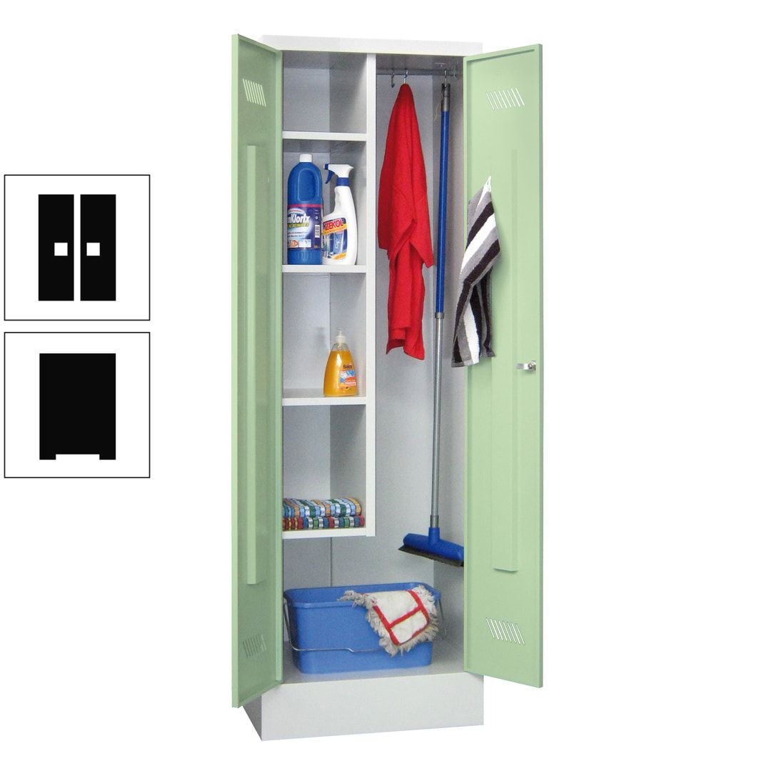 Putzschrank mit Sockel - 1 Abteil mit Trennwand - 1.850x600x500 mm (HxBxT) - Drehriegel - anthrazitgrau
