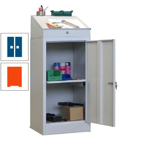 Stehpult mit Schrank - Vollblechtür - Zylinderschloss - 1 Ausziehboden - 1.270x500x500 mm (HxBxT) - anthrazitgrau