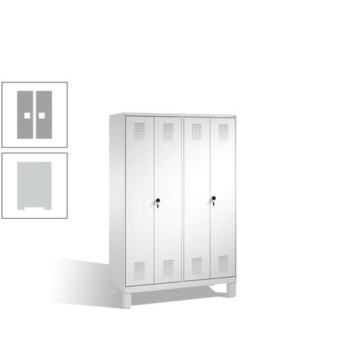 Doppel-Spind, Doppeltüren, Garderobenschrank mit Füßen, 4 Abteile a 300 mm, Korpus anthrazitgrau, Tür anthrazitgrau, 1.850 x 1.200 x 500 mm (HxBxT)
