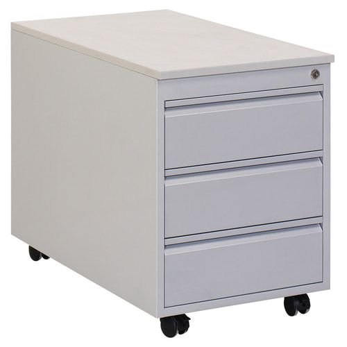 Rollcontainer - Stahl - 3 Schubladen - 620 x 460 x 790 mm (HxBxT) - lichtgrau