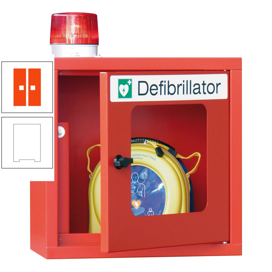 Defibrillatorenschrank mit akustischem und optischem Alarm - 490 x 400 x 200 mm (HxBxT) - Sichtfenster - anthrazitgrau