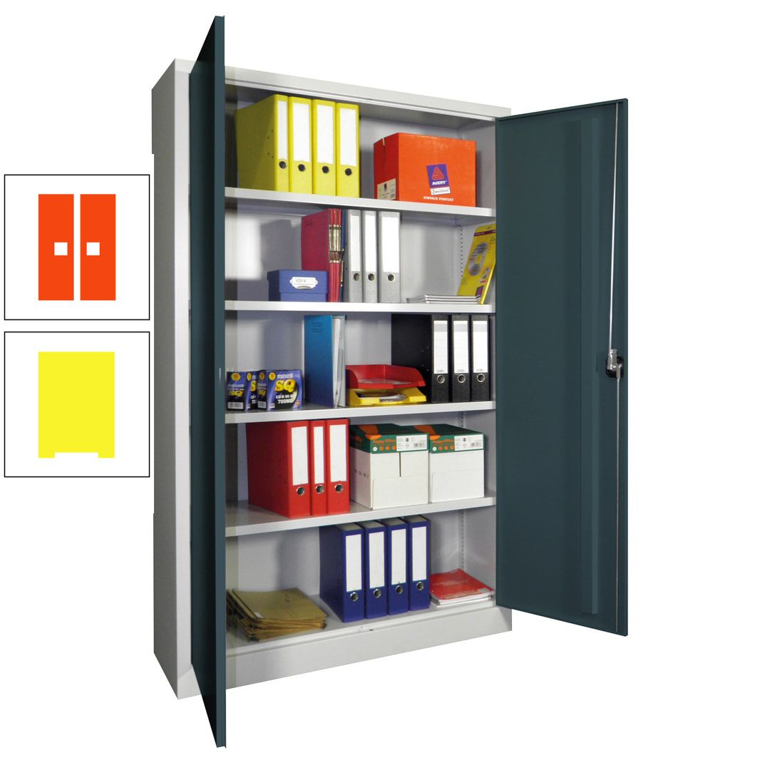 Aktenschrank - Vollblechtüren - 1.950x1.200x400 mm (HxBxT) - 4 Einlegeböden verzinkt - Zylinderschloss - anthrazitgrau