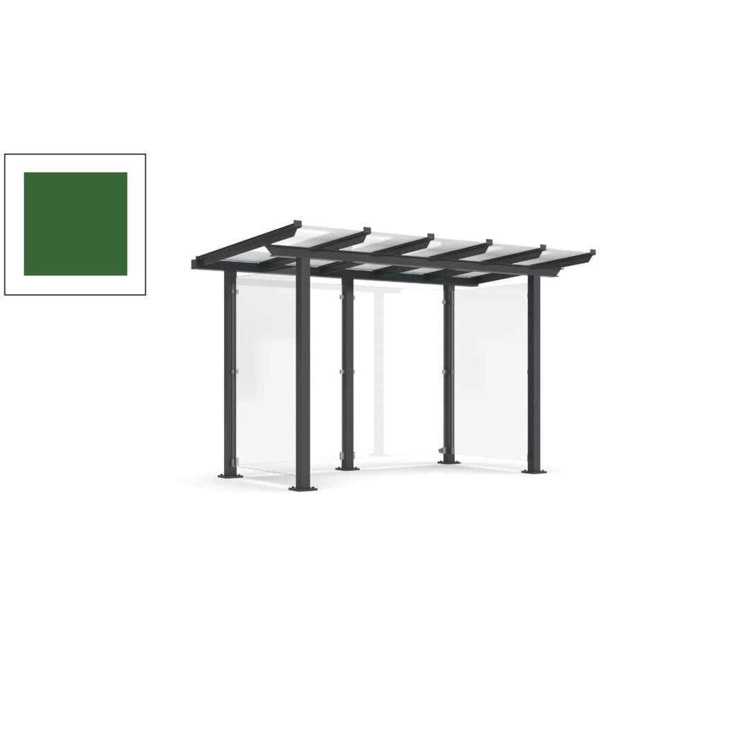 Unterstand mit Pultdach und Sicherheitsglas - feuerverzinkt und farbbeschichtet - 2.435 x 3.850 x 2.090 (HxBxT) - Farbe Achatgrau