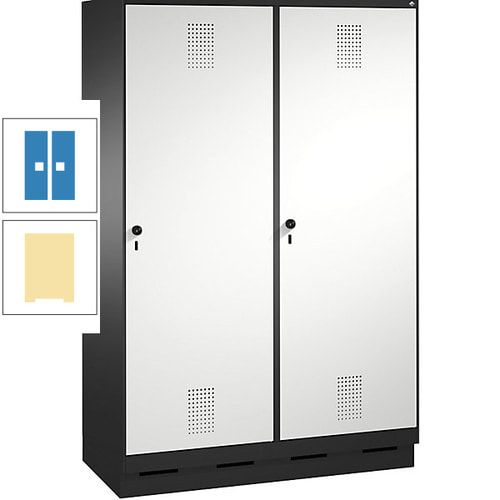 Doppel-Spind, Garderobenschrank, 2 Türen für 4 Abteile a 300 mm, Korpus anthrazitgrau, Türen anthrazitgrau, 1.800 x 1.200 x 500 mm (HxBxT)