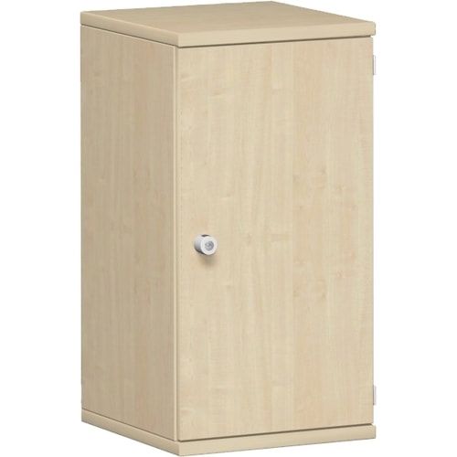 Flügeltürenschrank, Holztüren, Schloss links, 2 Ordnerhöhen, 1 Einlegeboden, 768 x 400 x 425 mm (HxBxT), Frontfarbe Ahorn, Korpusfarbe Ahorn