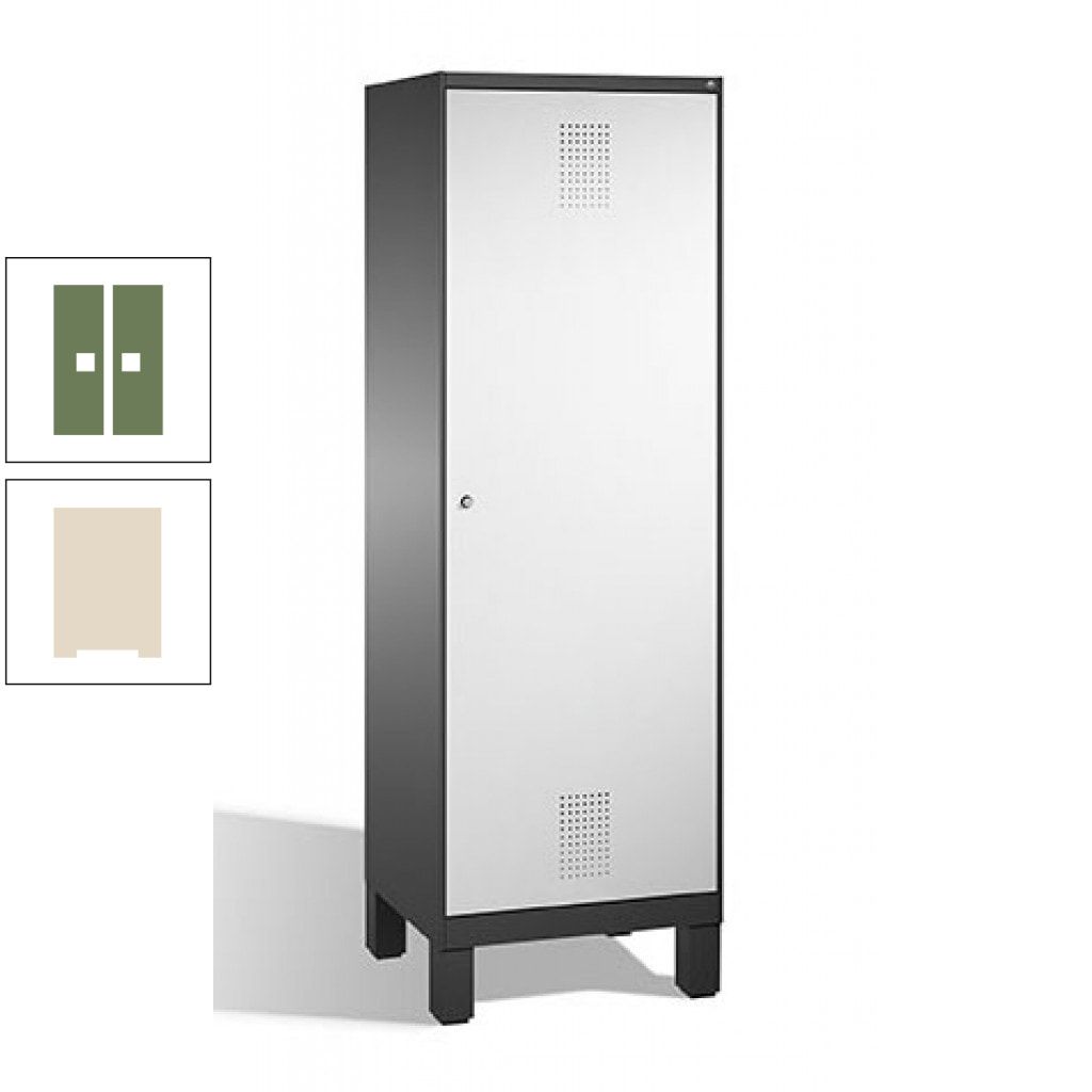 Doppel-Spind, Garderobenschrank, 1 Tür für 2 Abteile a 300 mm, Korpus anthrazitgrau, Türen anthrazitgrau, 1.850 x 600 x 500 mm (HxBxT)