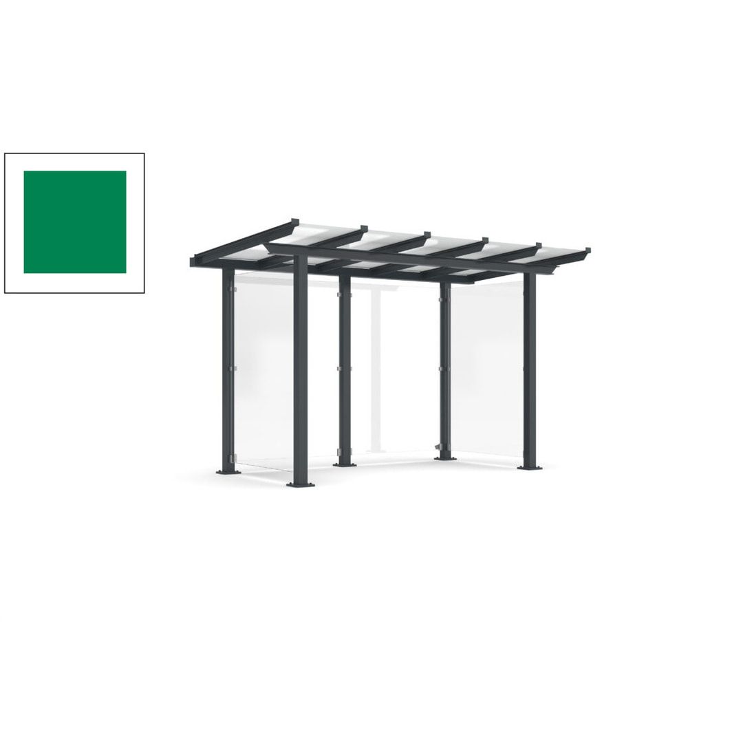 Unterstand mit Pultdach und Sicherheitsglas - feuerverzinkt und farbbeschichtet - 2.435 x 3.850 x 2.090 (HxBxT) - Farbe Achatgrau