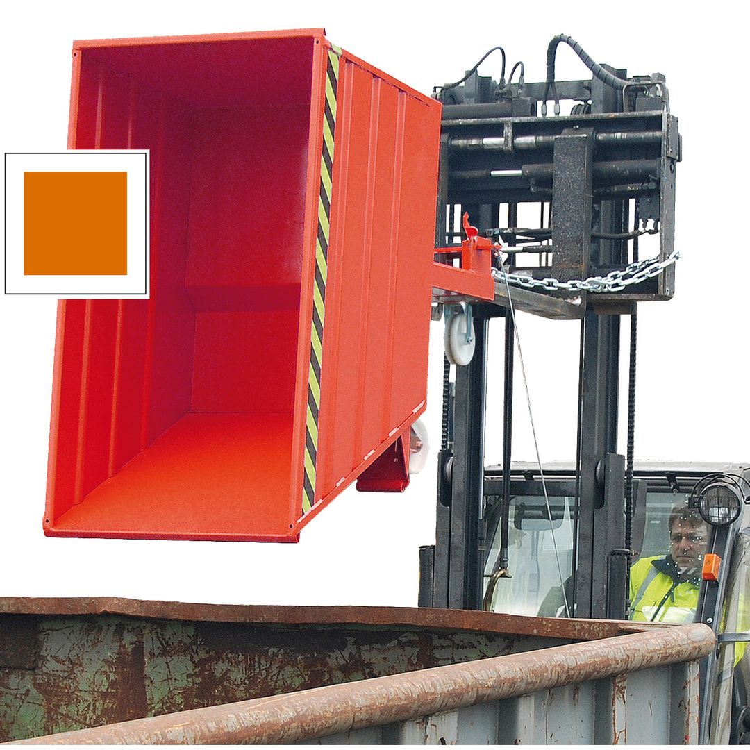BAUER Muldenkippbehälter - 1100 l Volumen - 1500 kg - 890 x 1200 x 1440 mm - feuerrot