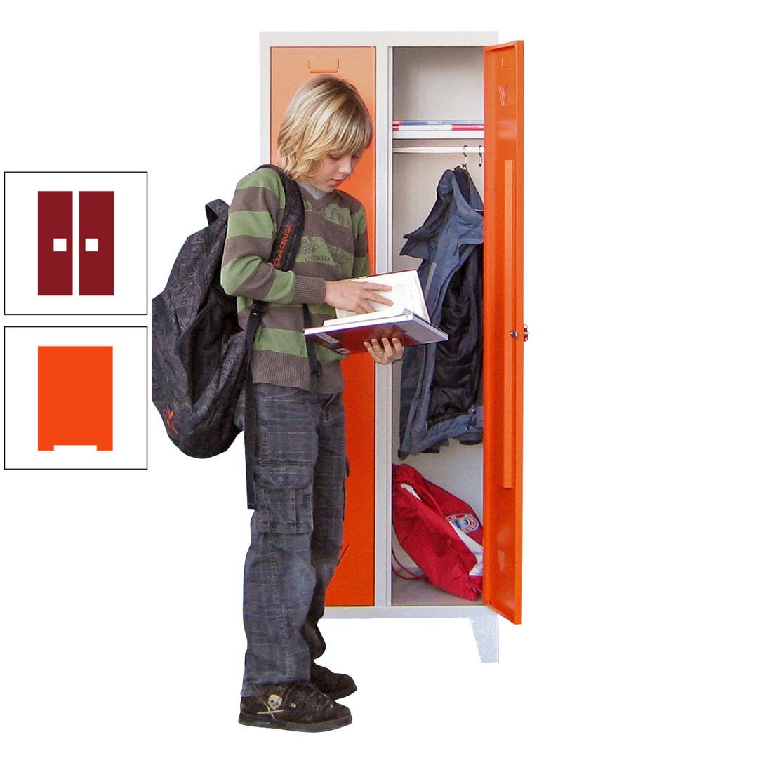Spindschrank f. Schulen - mit Füßen - Höhe 1.600 mm - 3 Abteile a 300 mm - Drehriegel - anthrazitgrau