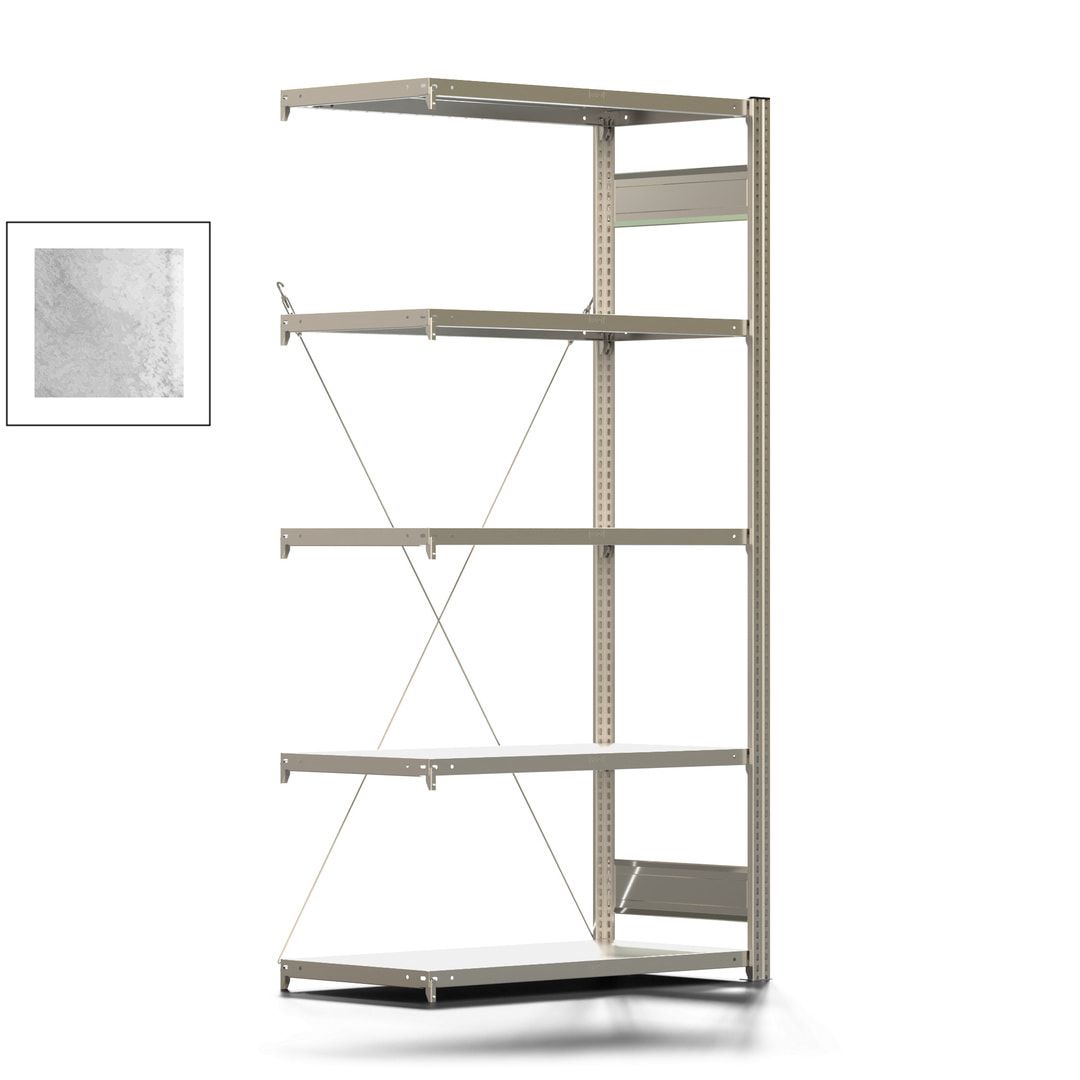 Fachbodenregal mit Tiefenriegel - 250 kg - 2.000 x 1.005 x 500 mm (HxBxT) - Anbauregal - Rahmen enzianblau - Böden verzinkt - Steckregal