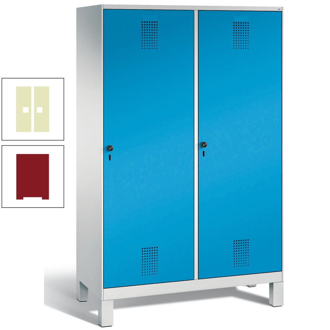 Doppel-Spind, Garderobenschrank, 2 Türen für 4 Abteile a 300 mm, Korpus anthrazitgrau, Türen anthrazitgrau, 1.850 x 1.200 x 500 mm (HxBxT)