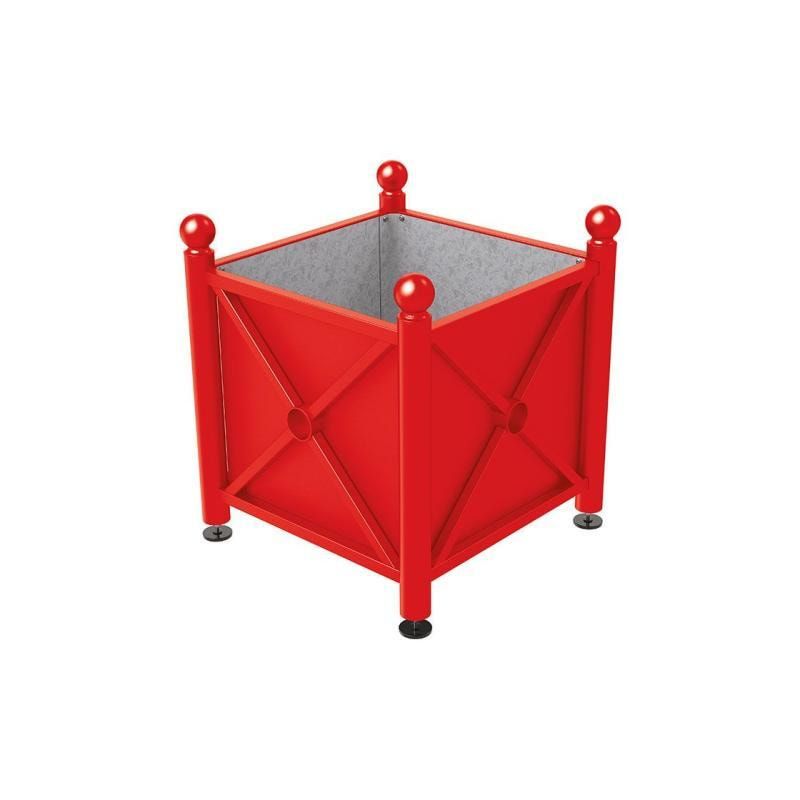 Pflanzbehälter, Stahlblech feuerverzinkt, verstellbare Füße, Innenfach feuerverzinkt, Kopf Agora, 750 x 800 x 800 mm (HxBxT), enzianblau