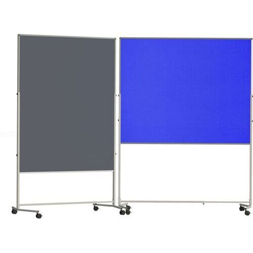 Moderationswand, höhenverstellbar, mobil, 1.500 x 1.200 (HxB) wahlweise als Pinnwand oder Whiteboard, Qualität Filz, Farbe blau