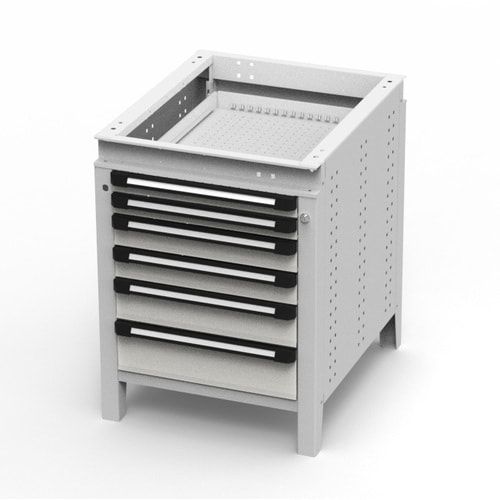 OTTOKIND Werkbank - Arbeitsplatte bündig - 850 x 605 x 750 mm (HxBxT) - 6 Schubladen - lichtgrau
