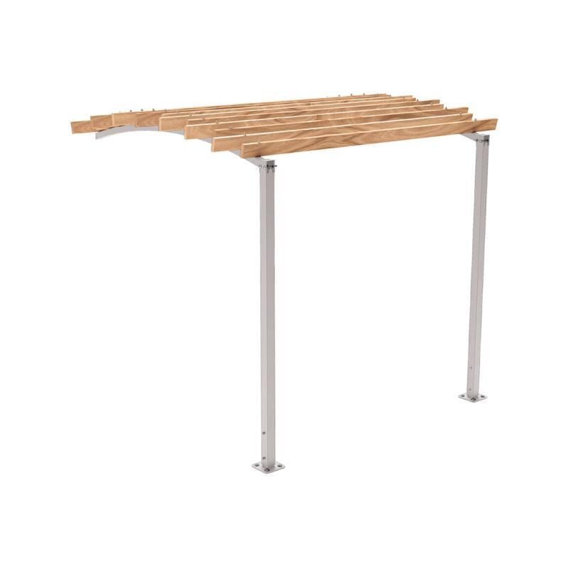 Pergola seitliche Erweiterung, Kiefer druckimprägniert Klasse 4, Stahlrohr 80x80 mm, 2.910 x 2.520 x 3.020 mm (HxBxT) fvz, beschichtet Farbe Purpurrot