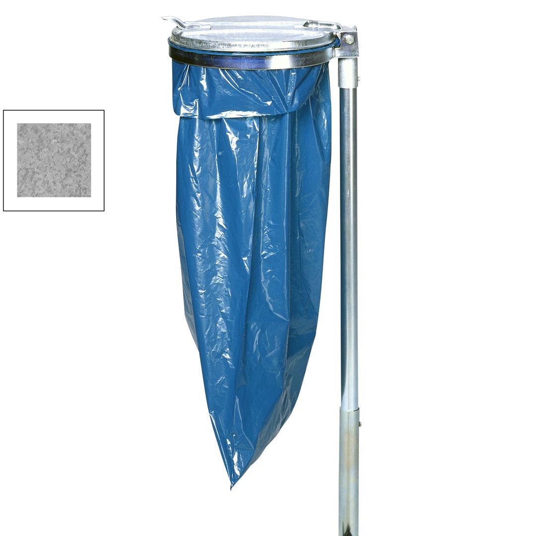 Müllsackhalter zur Wandmontage - für einen 120 l Sack - 400 x 510 mm (BxT) - enzianblau - Deckel Feuerverzinkt