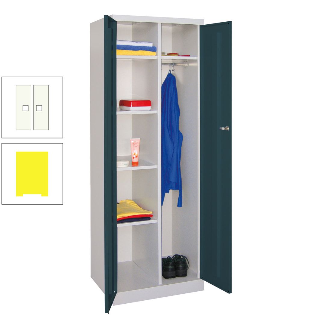 Kleiderschrank mit Sockel - Spind - 1 Abteil mit Trennwand - 1.800x600x500 mm (HxBxT) - Zylinderschloss - anthrazitgrau