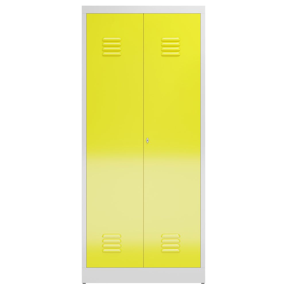 Mehrzweckschrank, Garderobenschrank, 2 Abteile, 6 Fächer, 1.800 x 800 x 500 mm (HxBxT), Drehriegel, Stahl, Korpus: lichtgrau, Front: anthrazitgrau