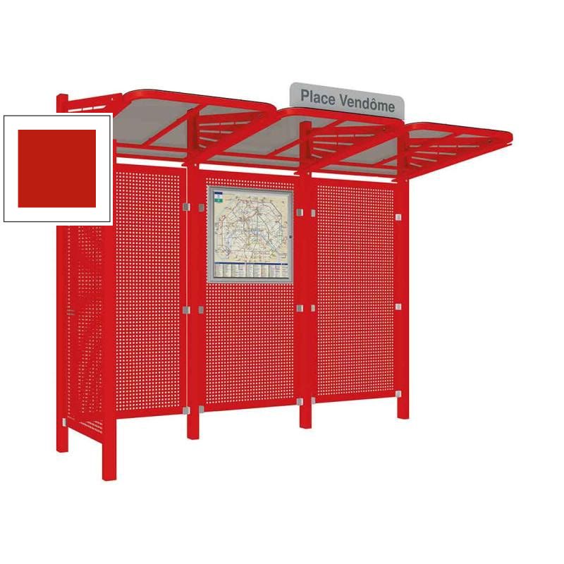Buswartehalle - Unterstand - Stahlblech Verkleidung links - Fahrplankasten - Haltestellenschild - 2.200 x 3.000 x 1.500 mm (HxBxT) - enzianblau