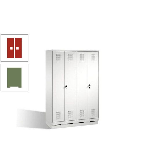 Doppel-Spind, Doppeltüren, Garderobenschrank mit Sockel, 4 Abteile a 300 mm, Korpus anthrazitgrau, Tür anthrazitgrau, 1.800 x 1.200 x 500 mm (HxBxT)