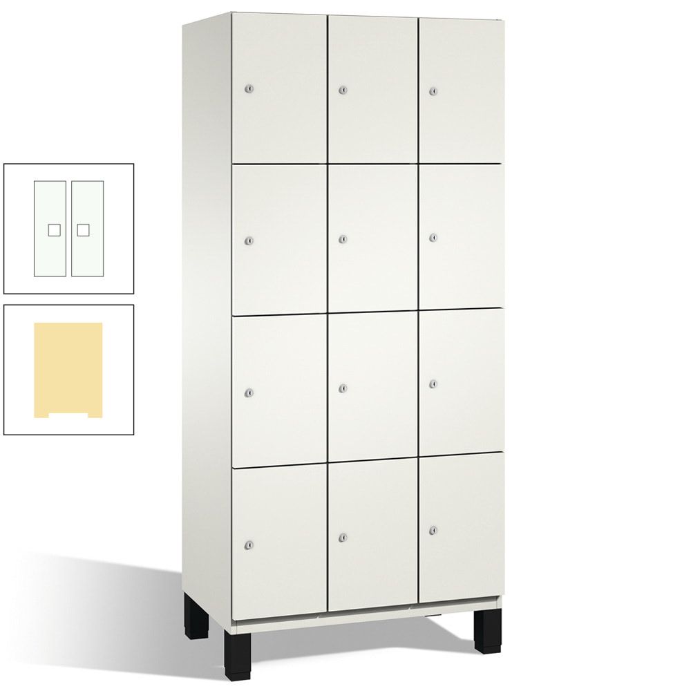 Fächerschrank, Stahlschrank, 12 Fächer, Türöffnungsbegrenzer, mit Füßen, Korpus lichtgrau, Tür anthrazitgrau, 1.980 x 900 x 525 mm (HxBxT)