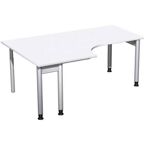 Eckschreibtisch, Eckteil 800 mm, links, Füße einseitig verkürzt, 4-Fuß Pro, höhenverstellbar, 680-800 x 1.600 x 1.200 mm (HxBxT), Dekor Ahorn