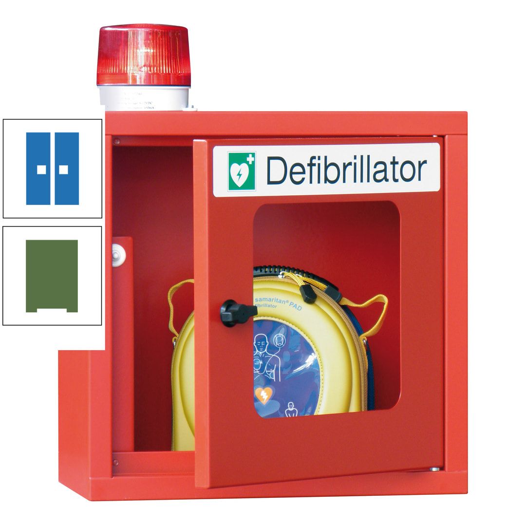 Defibrillatorenschrank mit akustischem und optischem Alarm - 490 x 400 x 200 mm (HxBxT) - Sichtfenster - anthrazitgrau