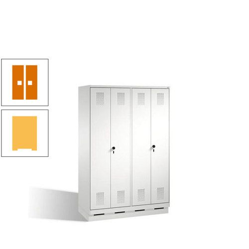 Doppel-Spind, Doppeltüren, Garderobenschrank mit Sockel, 4 Abteile a 300 mm, Korpus anthrazitgrau, Tür anthrazitgrau, 1.800 x 1.200 x 500 mm (HxBxT)