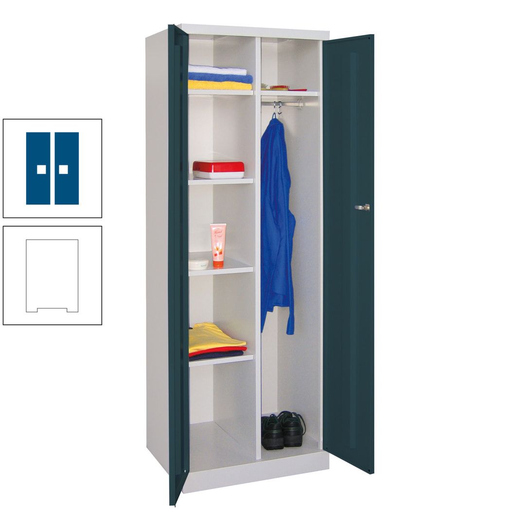 Kleiderschrank mit Sockel - Spind - 1 Abteil mit Trennwand - 1.800x600x500 mm (HxBxT) - Zylinderschloss - anthrazitgrau