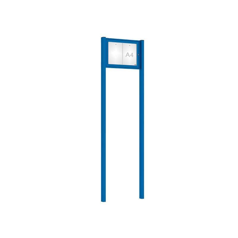 Pfosten-Set (2 Endpfosten) für Schaukasten mit Doppelflügeltür - Höhe 2.600 mm - Einbetonieren - Farbe enzianblau