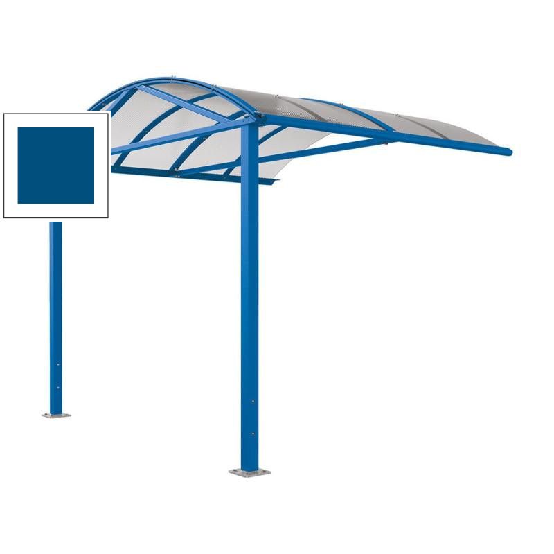 Fahrradüberdachung, Erweiterung, Unterstand, 5 Plätze, Bogendach, Entwässerung, Stahl, 2.640 x 2.520 x 2.830 mm (HxBxT), Farbe enzianblau