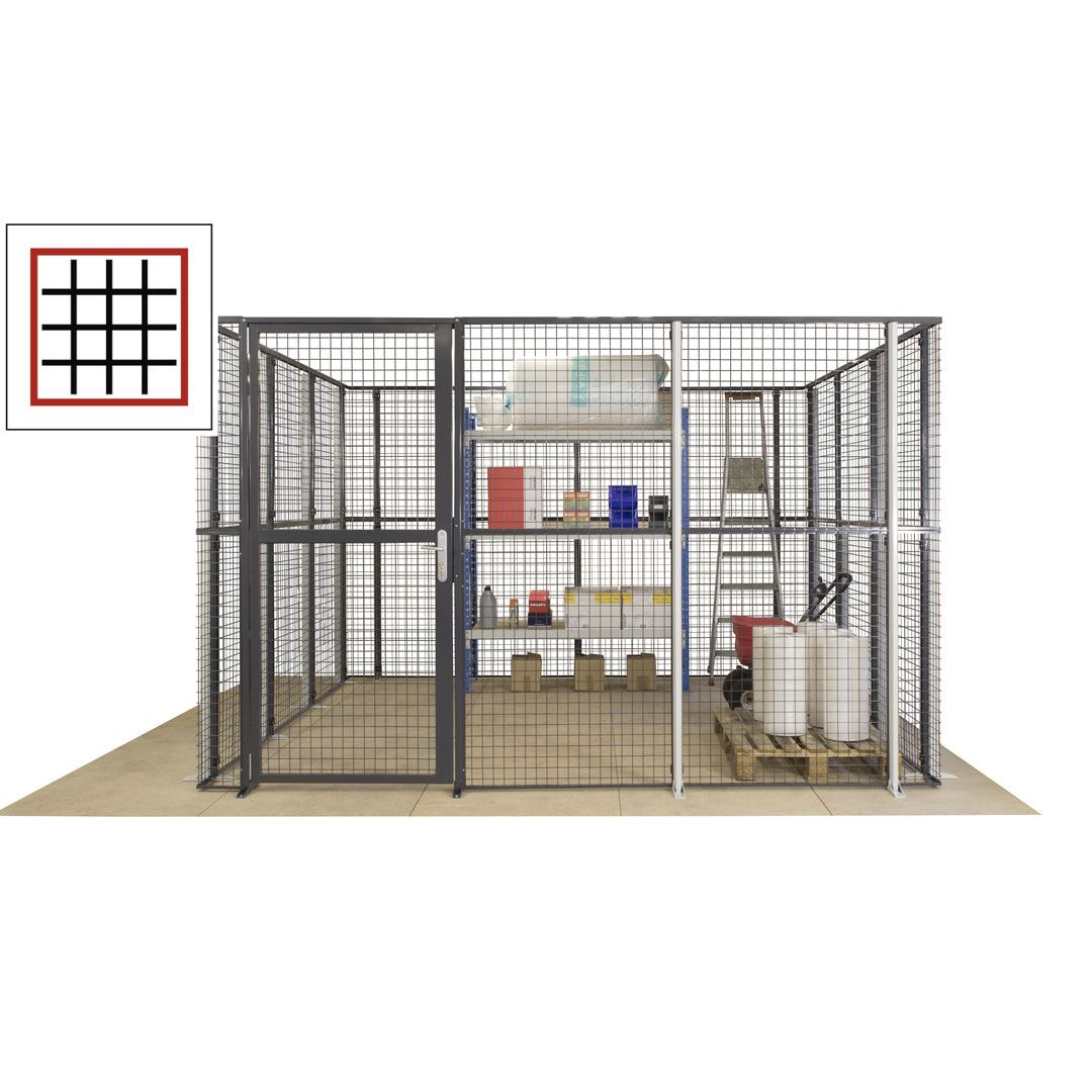 Maschinen Schutzgitter - Hallentrennwand - Sicherheitszaun - Tür - 108 m - 2.200 x 33.400 x 21.400 mm (HxBxT) - enzianblau