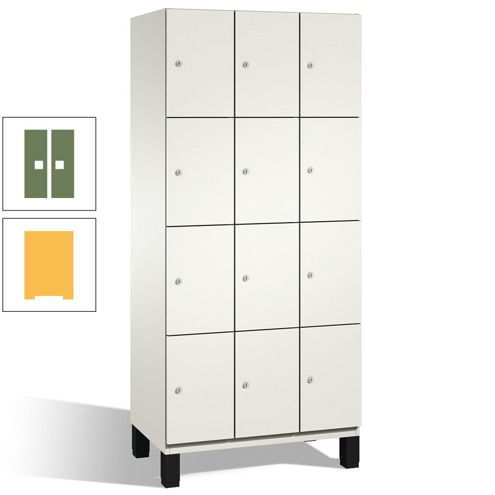 Fächerschrank, Stahlschrank, 12 Fächer, Türöffnungsbegrenzer, mit Füßen, Korpus lichtgrau, Tür anthrazitgrau, 1.980 x 900 x 525 mm (HxBxT)
