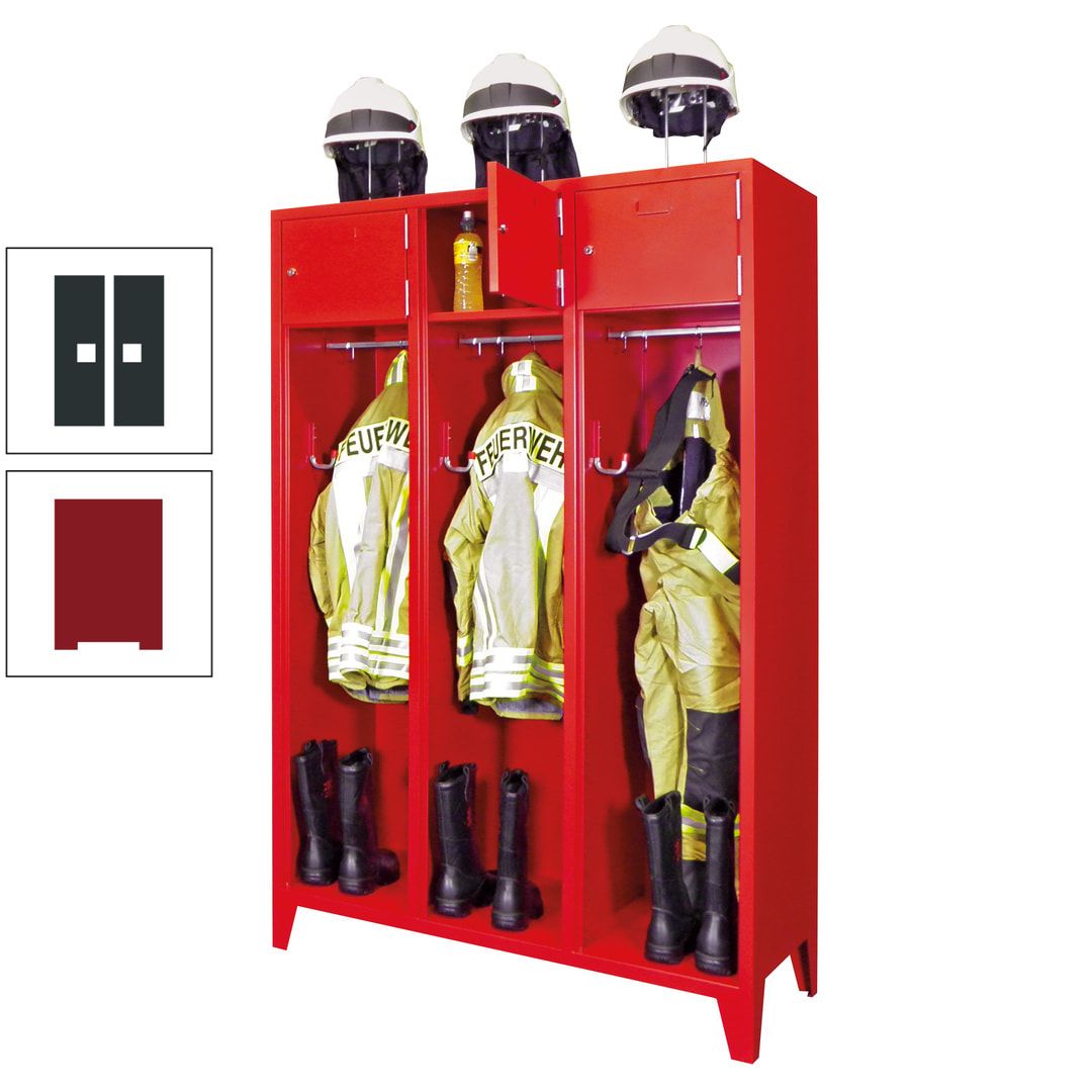 Feuerwehrschrank - 2 Abteile - Ablagefach mit Tür, Etikettenrahmen - 2.100 x 830 x 500 mm (HxBxT) - anthrazitgrau