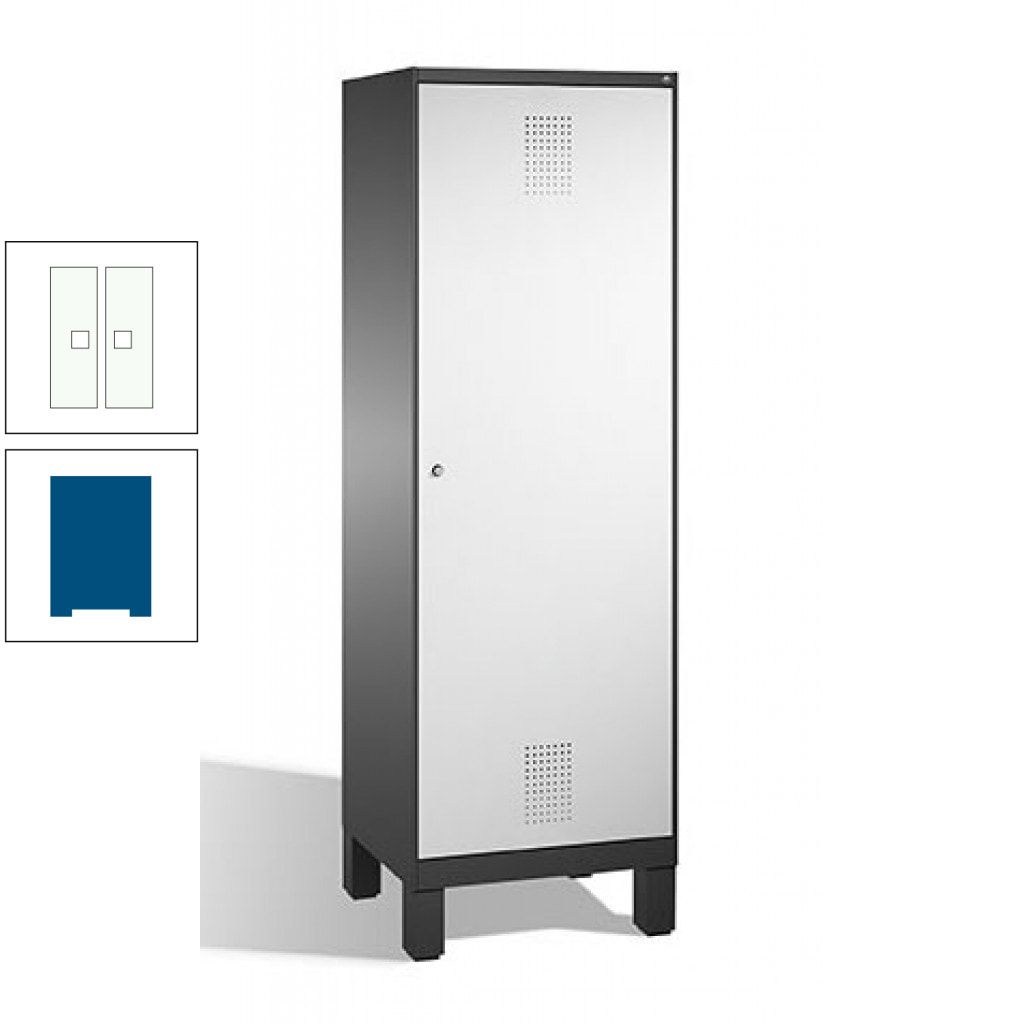Doppel-Spind, Garderobenschrank, 1 Tür für 2 Abteile a 300 mm, Korpus anthrazitgrau, Türen anthrazitgrau, 1.850 x 600 x 500 mm (HxBxT)