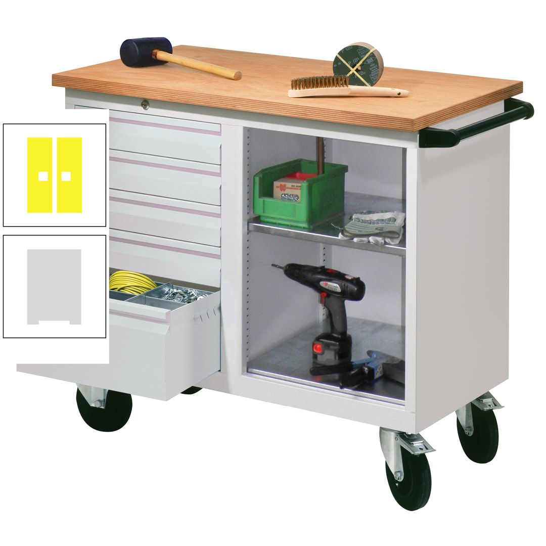 Mobile Werkbank - Werkstattwagen - 915 x 1.090 x 600 mm - 5 Schubladen und Ablagefach - anthrazitgrau