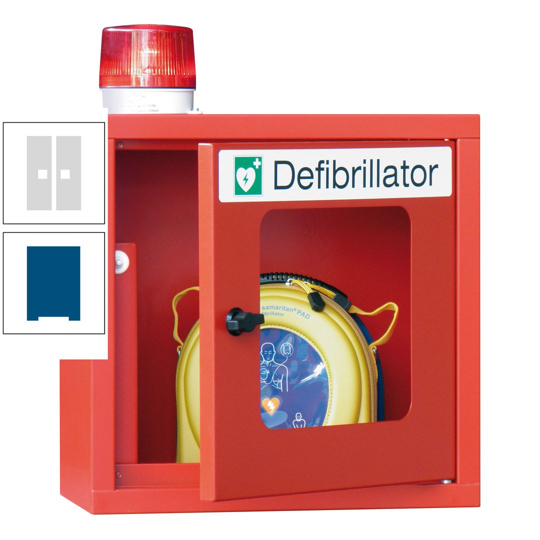 Defibrillatorenschrank mit akustischem und optischem Alarm - 490 x 400 x 200 mm (HxBxT) - Sichtfenster - anthrazitgrau