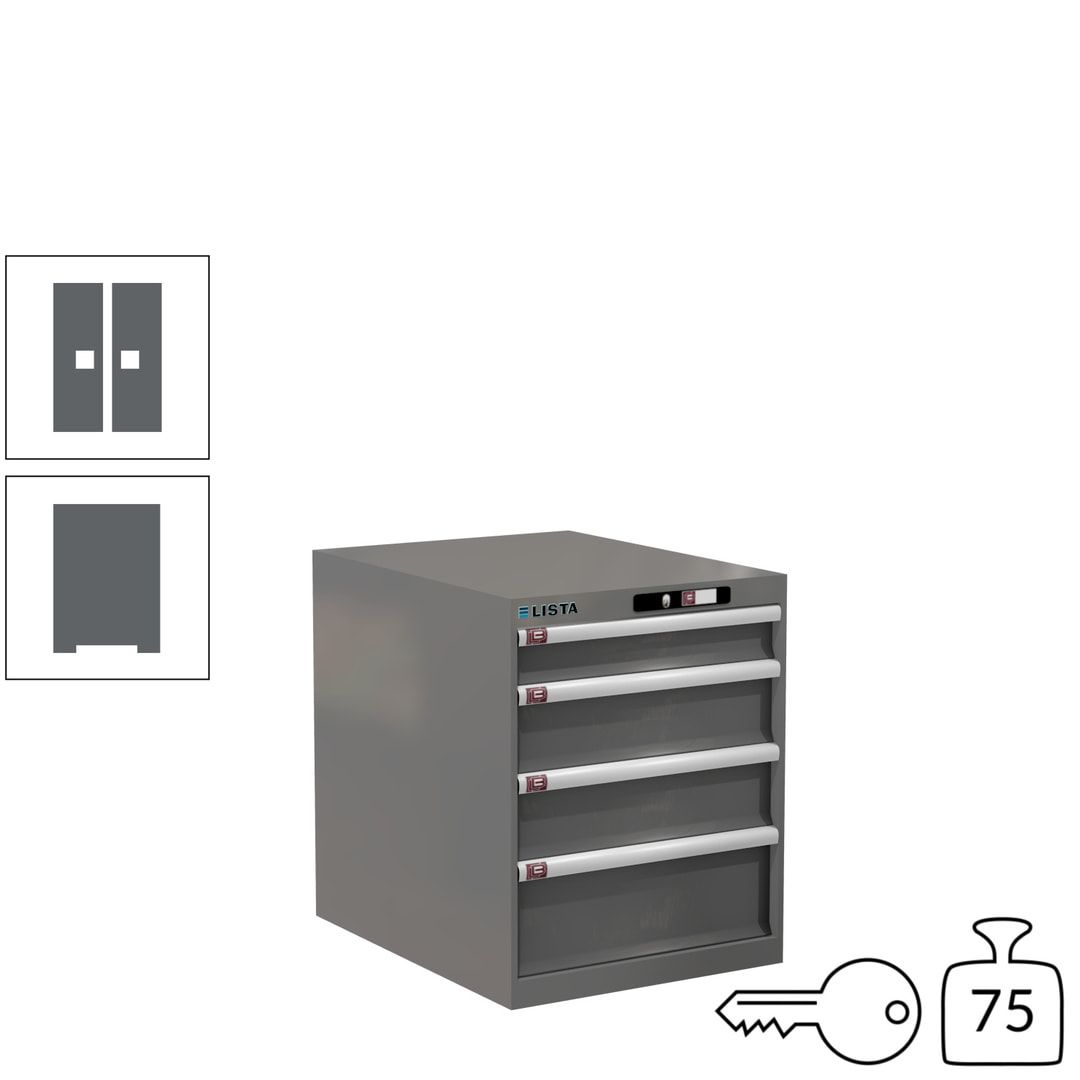 Lista Schubladenschrank - 14.350.010 - 700x564x725 mm (HxBxT) - 4 Schubladen - 75 kg - Key Lock - lichtblau (RAL 5012)