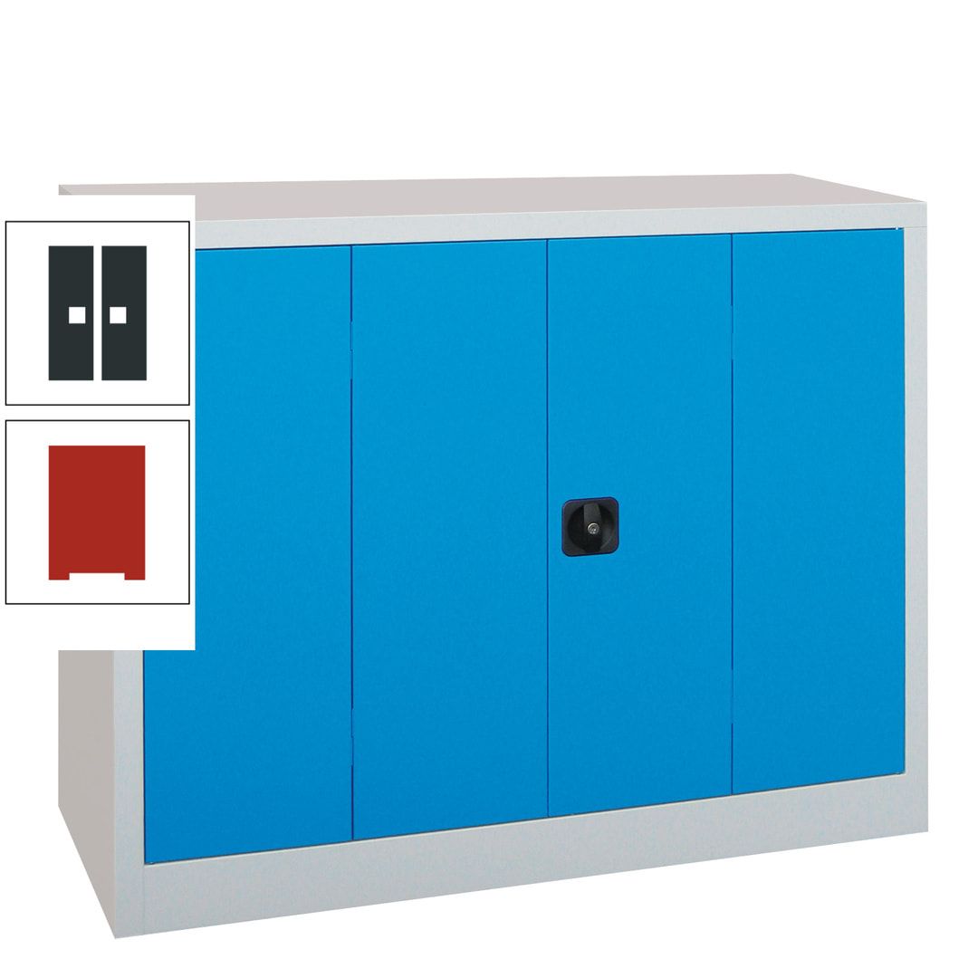 Falttürenschrank - 1.000x1.200x400 mm (HxBxT) - 2 Einlegeböden, gepulvert - Zylinderschloss - anthrazitgrau