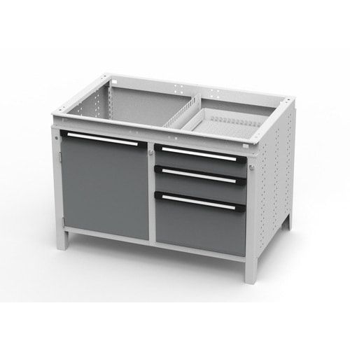OTTOKIND Werkbank - bündige Arbeitsplatte - 850 x 1.150 x 750 mm (HxBxT) - 3 Schubladen - Schrank - lichtgrau