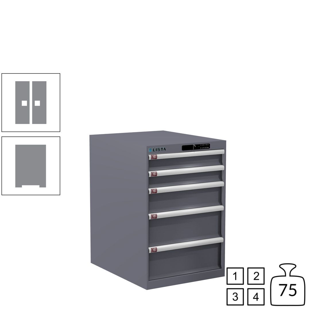 Lista Schubladenschrank - 14.399.010 - 850x564x725 mm (HxBxT) - 5 Schubladen - 75 kg - Key Lock - lichtblau (RAL 5012)
