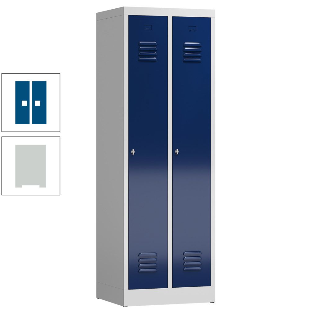 Garderobenschrank, Garderobenspind, 2 Abteile, 1.800 x 590 x 500 mm (HxBxT), Stahl, Drehriegelverschluss, Korpus: lichtgrau, Front: anthrazitgrau