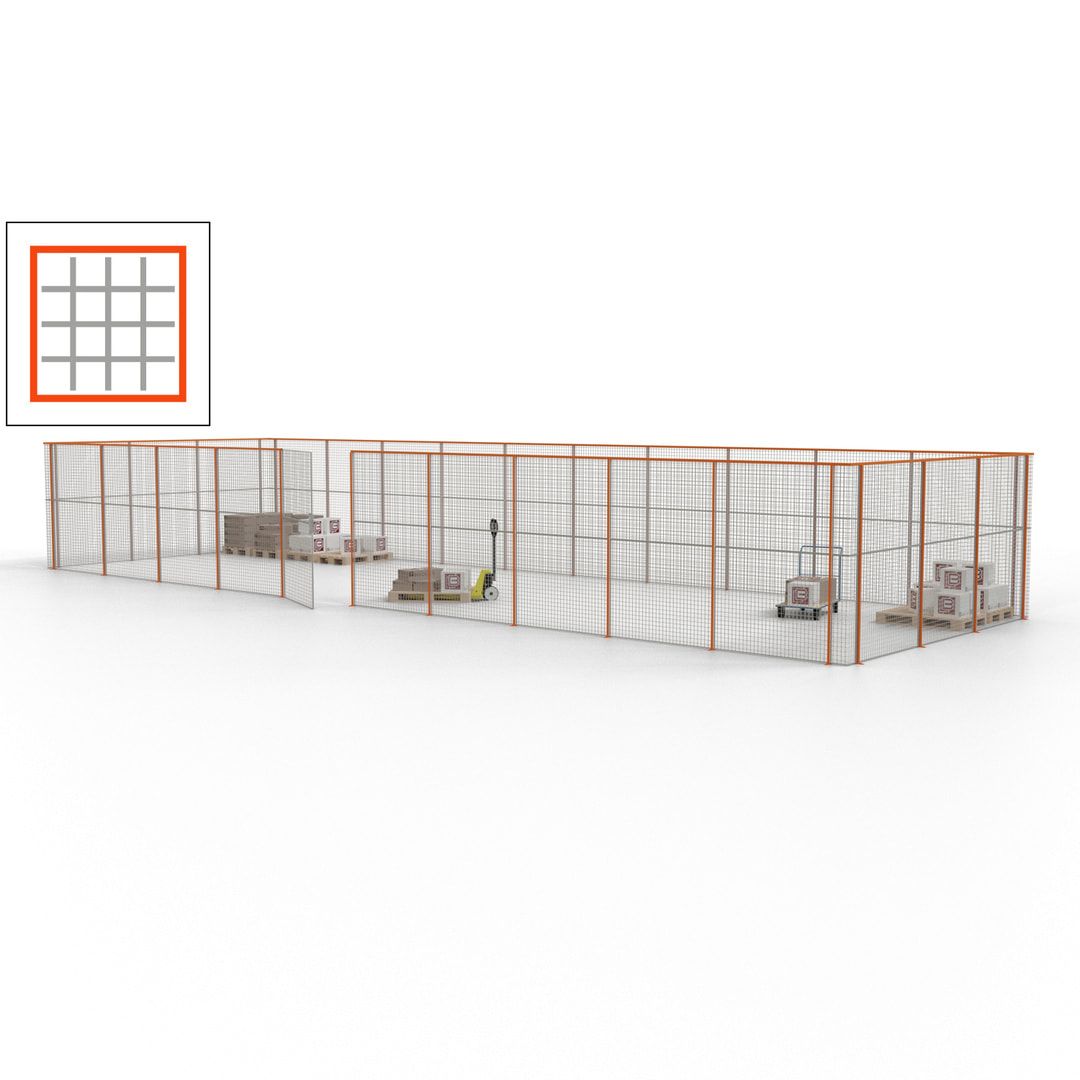 Maschinen Schutzgitter - Hallentrennwand - Sicherheitszaun - Tür - 39 m - 2.200 x 15.400 x 4.900 mm (HxBxT) - enzianblau