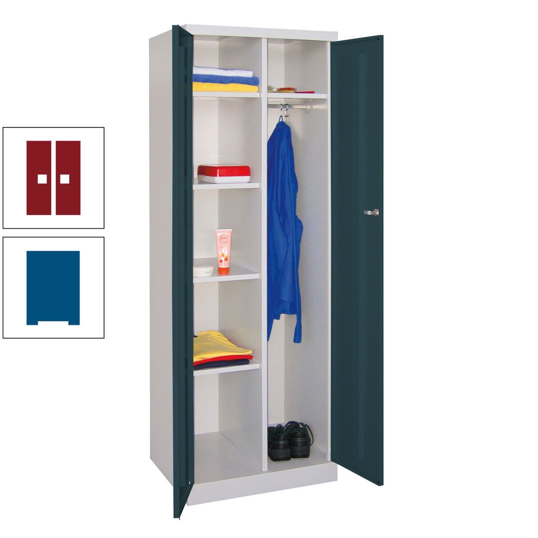 Kleiderschrank mit Sockel - Spind - 1 Abteil mit Trennwand - 1.800x600x500 mm (HxBxT) - Zylinderschloss - anthrazitgrau