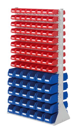 Stationäre Regalwand - Schlitzwand für Sichtlagerkästen - beidseitig - mit oder ohne Bestückung - 1.790 x 1.000 x 430 mm (HxBxT)