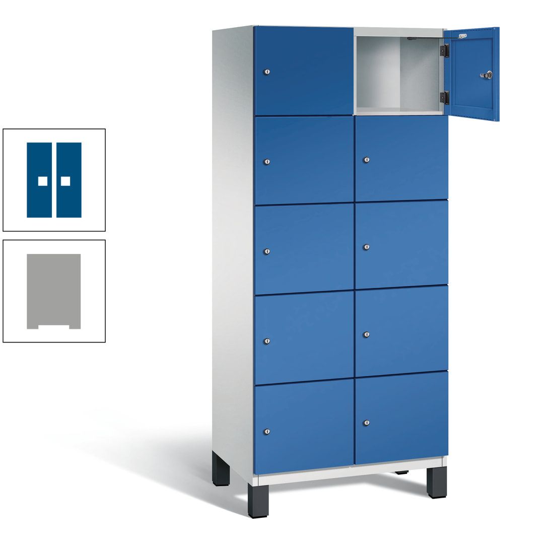 Fächerschrank, Stahlschrank, 10 Fächer, Türöffnungsbegrenzer, Füße, 1.980 x 800 x 525 mm (HxBxT), Korpus anthrazitgrau, Front anthrazitgrau