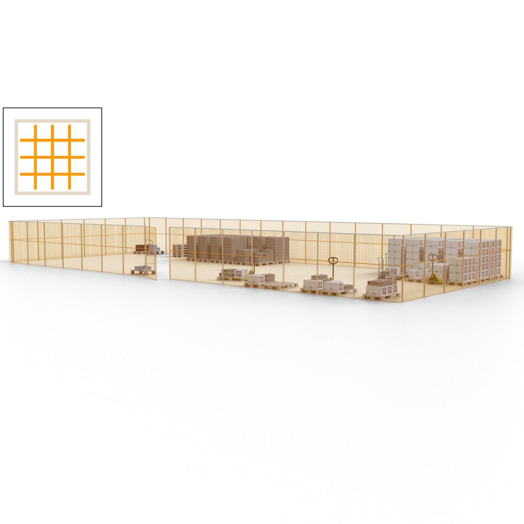 Maschinen Schutzgitter - Hallentrennwand - Sicherheitszaun - Tür - 63 m - 2.200 x 22.900 x 9.400 mm (HxBxT) - enzianblau