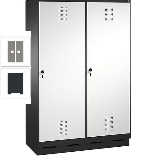 Doppel-Spind, Garderobenschrank, 2 Türen für 4 Abteile a 300 mm, Korpus anthrazitgrau, Türen anthrazitgrau, 1.800 x 1.200 x 500 mm (HxBxT)